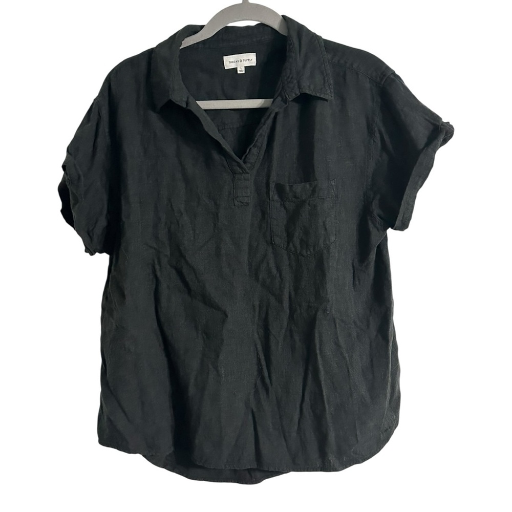 Thread & Supply Charcoal Short Sleeve Shirt with Pocket